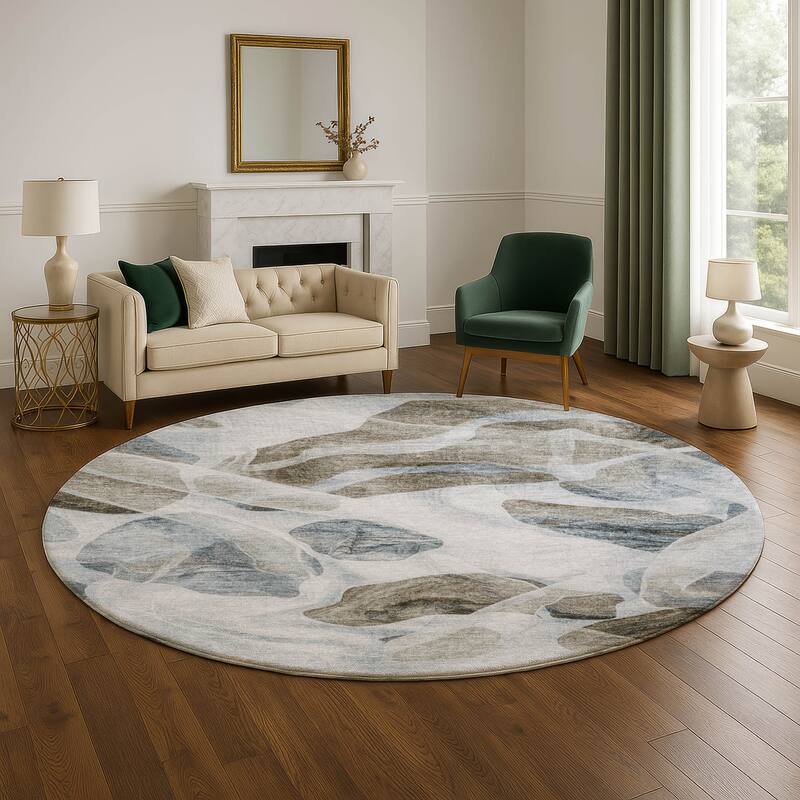 Premium Washable Super Soft Contemporary Jenna Mayfield Rug - Sky - 8' x 8'