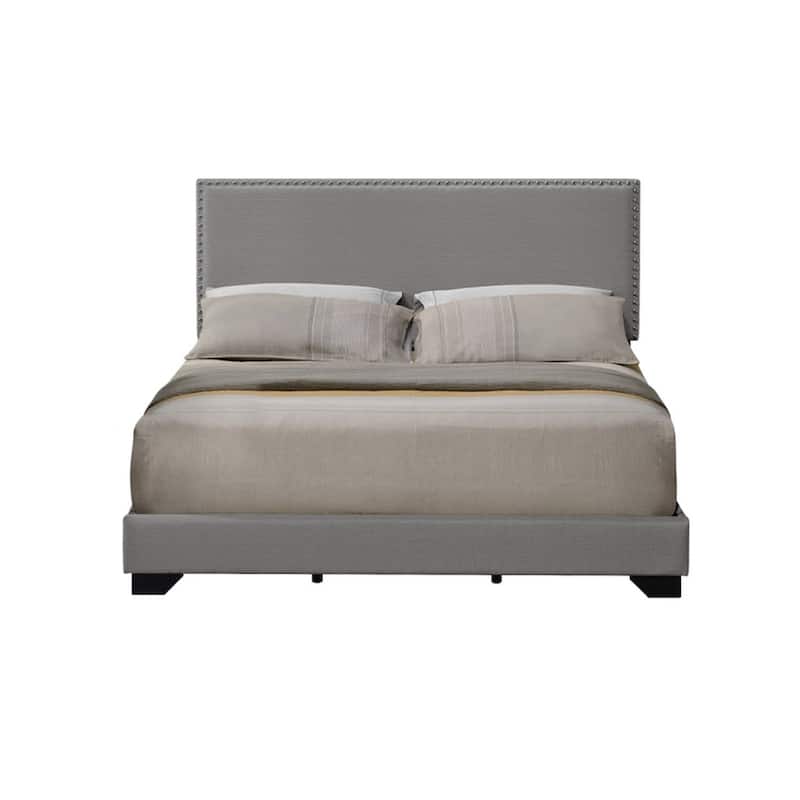 Fabric Upholstered Queen Bed - Light Gray