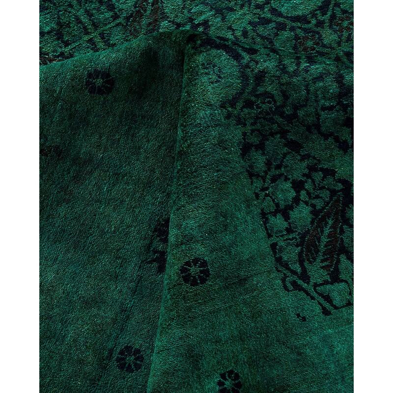 Overdyed, One-of-a-Kind Hand-Knotted Area Rug - Green - 12' 3" x 18' 0"