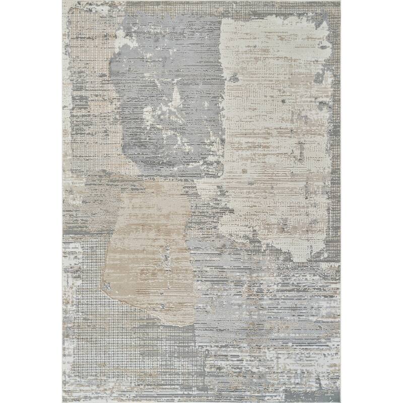 Bibiz Distressed Abstract Modern Stain Resistant Woven Area Rug By HomeRoots