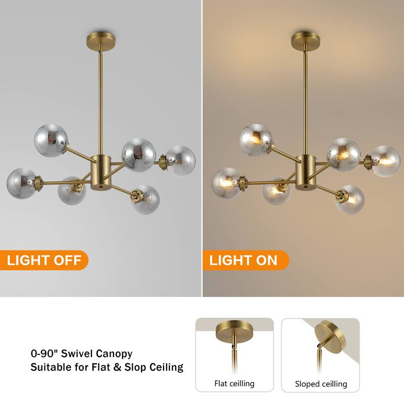 WINGBO 6-Light Modern Chandelier, Sputnik Pedant Light - N/A