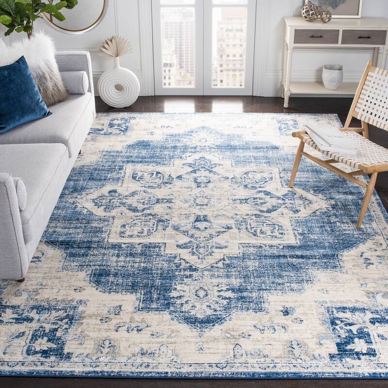SAFAVIEH Brentwood Clara Traditional Oriental Medallion Rug - 10' x 13' - Ivory/Navy