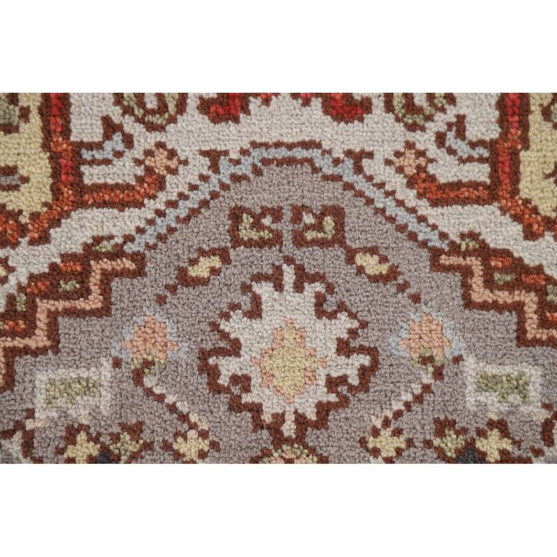 Hand Knotted Oriental 100% Wool Carpet Traditional Medallion Greys & Charcoal Heriz (serapi) Area Rug - 3' 0'' X 2' 0''