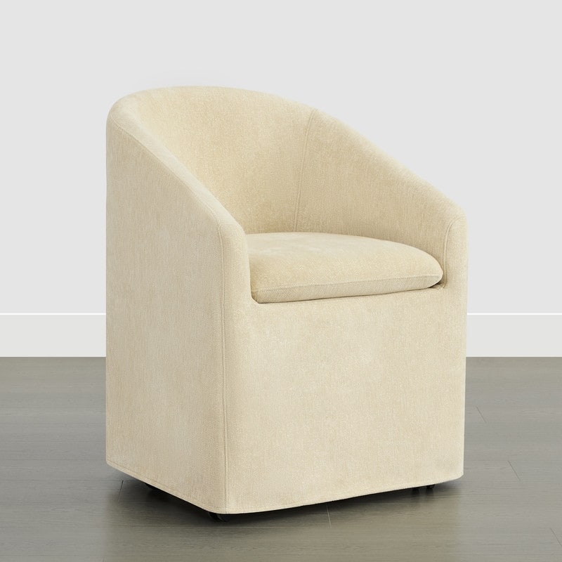 Spruce & Spring Modern Upholstered Dining Chair with Casters & Removable Slipcover - Single - Sand