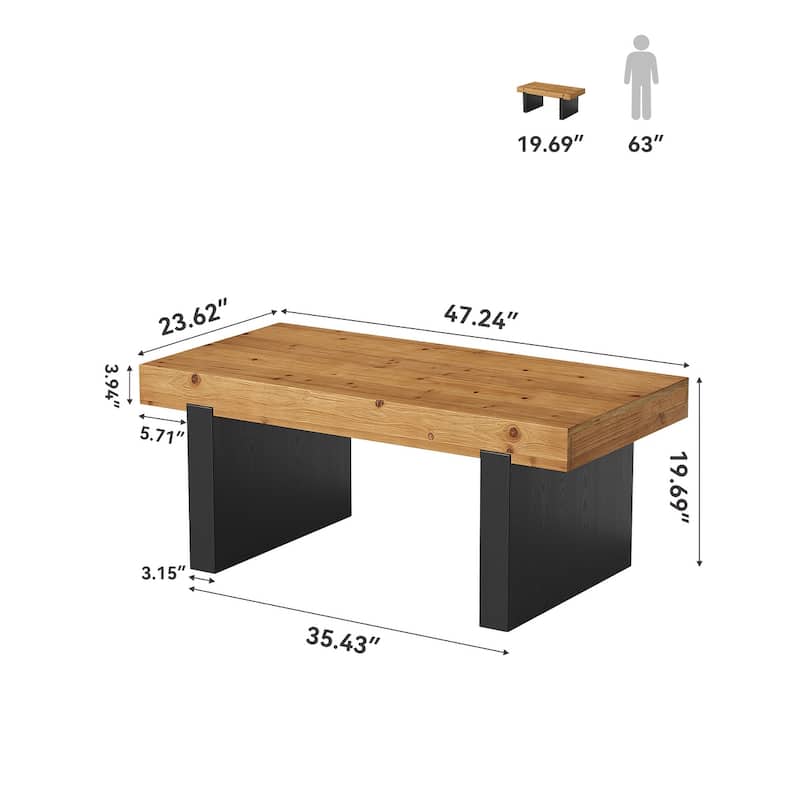 Rectangle Solid Wood Center Coffee Table for Living Room