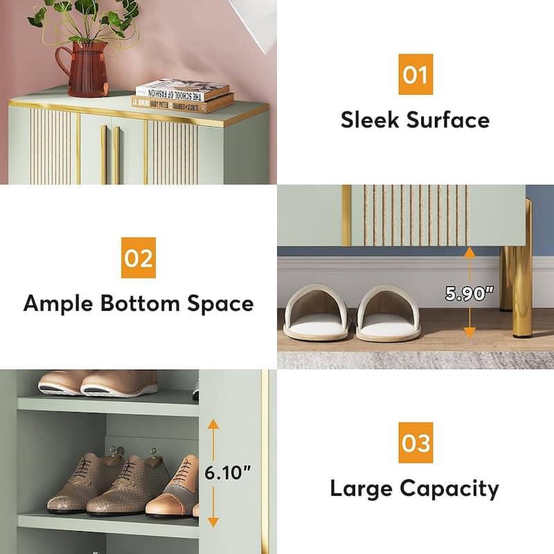 6-Tier Shoe Cabinet with Doors, Entryway Shoe Organizer Cabinet for Entryway