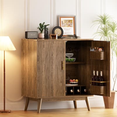 Mieres Modern Style Wooden Wine Bar Cabinet, Kitchen Storage Sideboard Buffet Cabinet - N/A