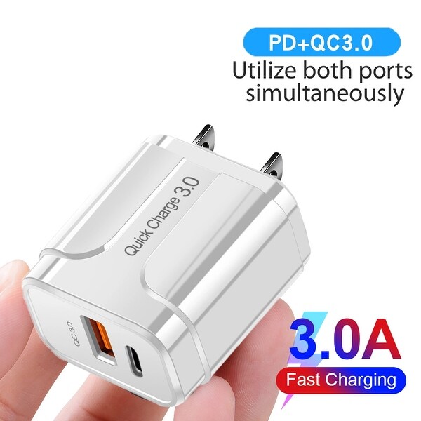 18W Dual Port Quick Charger, Type C Power Delivery QC 3.0 ...