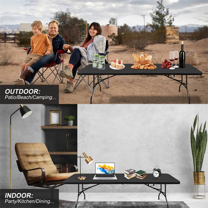 4ft, 6ft or 8ft Indoor and Outdoor Portable Foldable Table for Camping