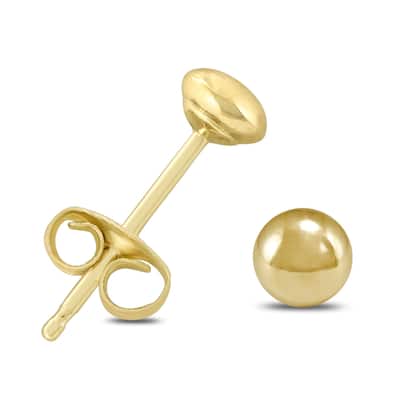 Marquee Jewels 14K Yellow Gold 4mm Button Ball Stud Earrings