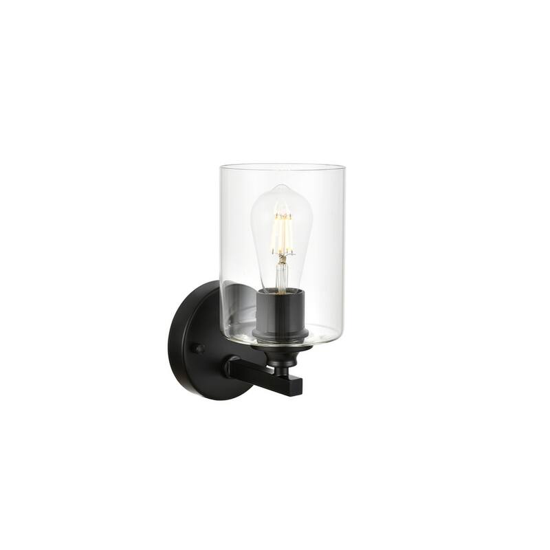 Roman 1 Light Black and Clear Bath Sconce