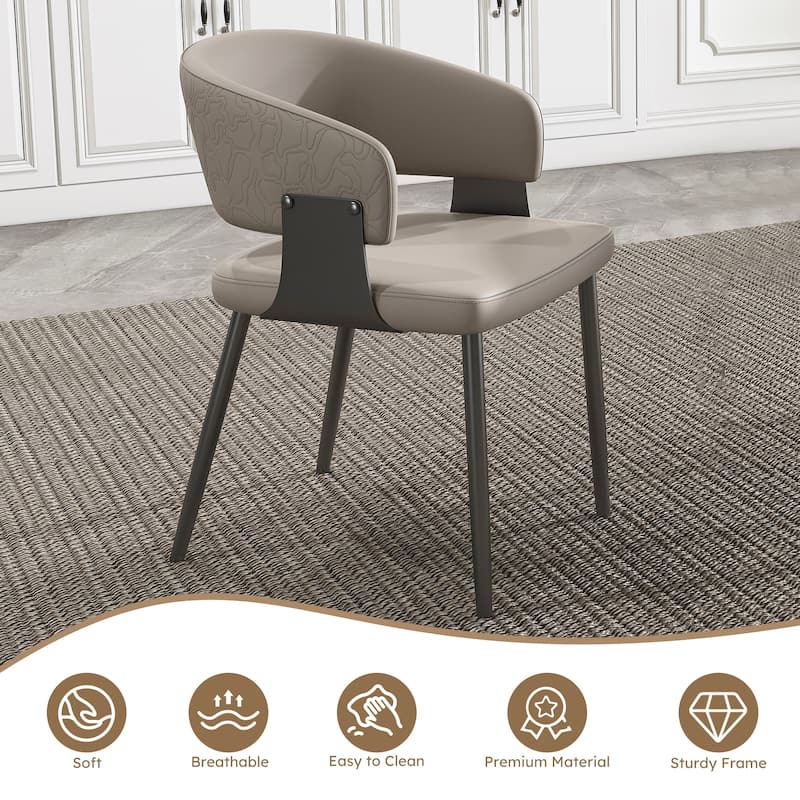 Dining Chairs Set of 2,PU Leather Kitchen Chairs with Metal Legs -Ergonomic Armrests,Comfortable Sponge Cushion,Sturdy Frame