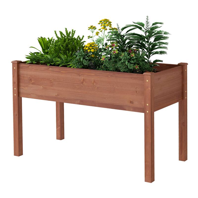 48" Elevated Wooden Garden Planter Box Outdoor Raised Bed for Vegetables and Flowers - 48" x 24" x 30" (L x W x H)