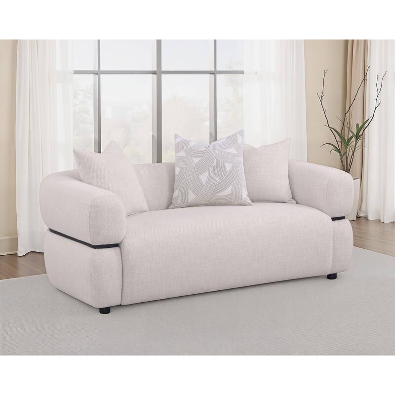 Jeanette 73-Inch Fabric Upholstered Round Arm Loveseat Beige - N/A