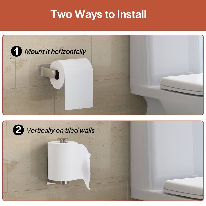 Self-Adhesive Stainless Steel Single Post Wall Mounted Toilet Paper Roll Holder, Brushed Nickel - Brushed Nickel - N/A