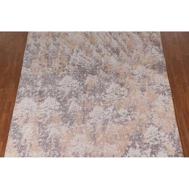 Abstract Modern Area Rug Hand-Knotted Beige Wool Carpet - 7'9"x 9'9"