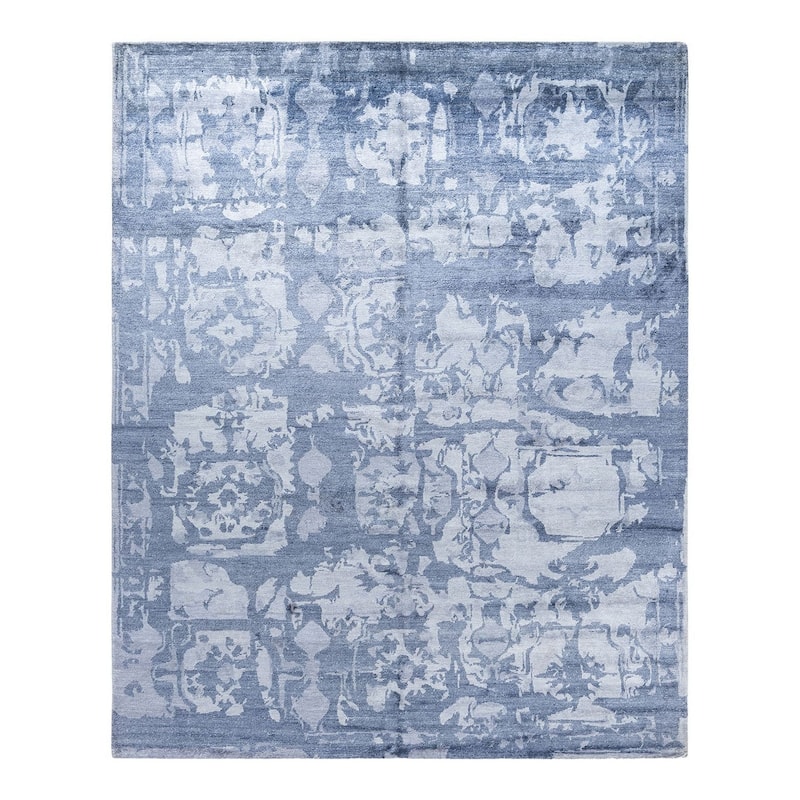 Modern One-of-a-Kind Hand-Knotted Area Rug - Gray, 8' 2" x 10' 1" - 8' 2" x 10' 1"