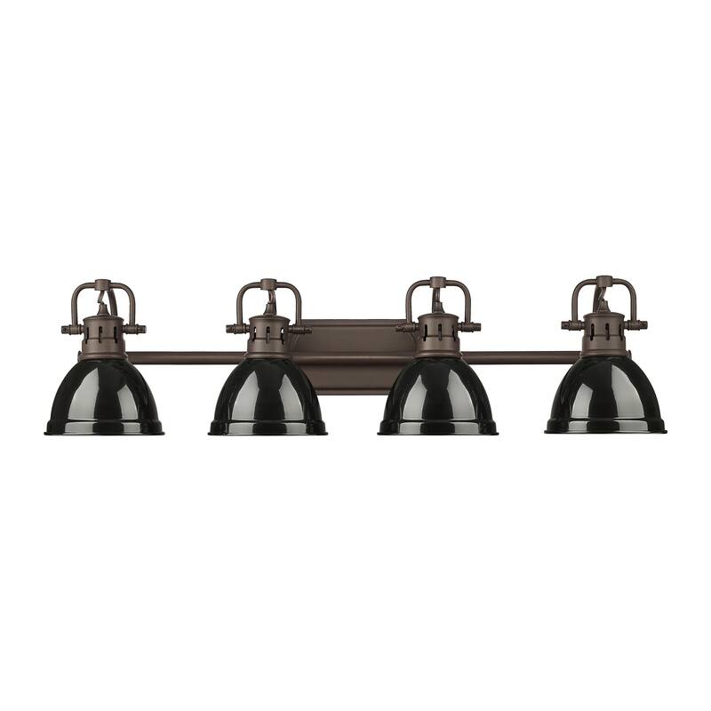 Yep by Golden Lighting Duncan 4-light Vanity in Rubbed Bronze and Black shade