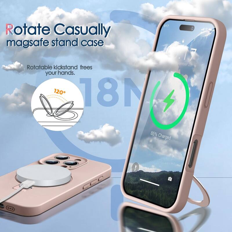 iPhone 16 Pro Max Case, Liquid Silicone,Moisturizing Factor,Extreme Soft Slim Phone Case with Stand Compatible with MagSafe 6.9"