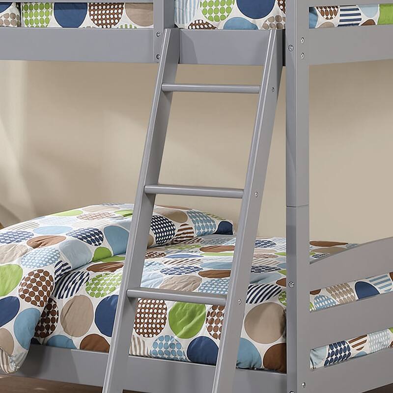 Furniture of America Diol Solid Wood Twin Over Twin Bunk Bed with Attached Ladder