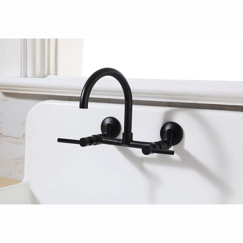 Concord 8-Inch Adjustable Center Wall Mount Kitchen Faucet in Matte Black - Matte Black