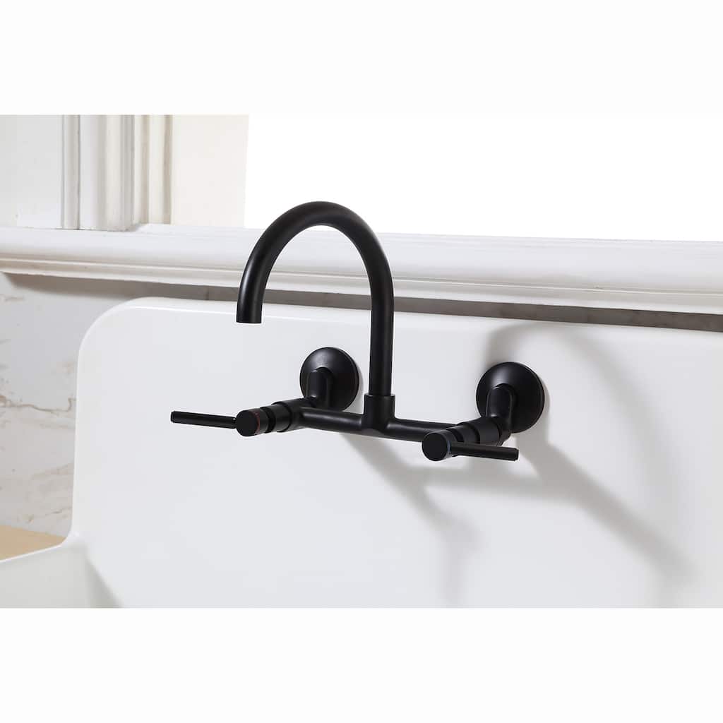Concord 8-Inch Adjustable Center Wall Mount Kitchen Faucet in Matte Black