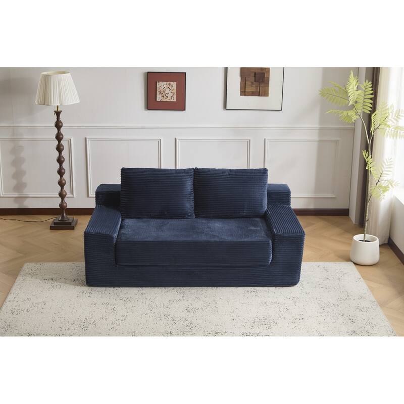 Loveseat Sofa, Comfortable Deep Seat Sofa Bed, Modern Small Corduroy Couch for Living Room Bedroom