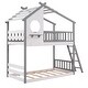 preview thumbnail 16 of 14, Twin over Twin Size Solid Wood Bunk Bed Wood Bed with Roof, Window, Ladder