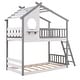 preview thumbnail 16 of 14, Twin over Twin Solid Wood Bunk Bed with Roof