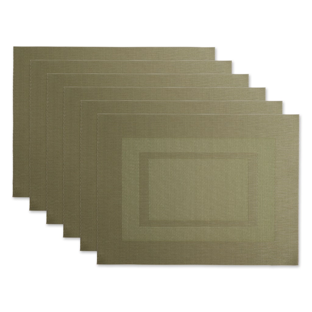 DII Sage Green PVC Doubleframe Placemat 6 Piece