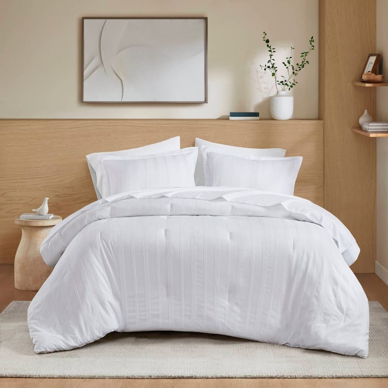 Chelsea Square Logan Woven Striped Comforter Set - King - White