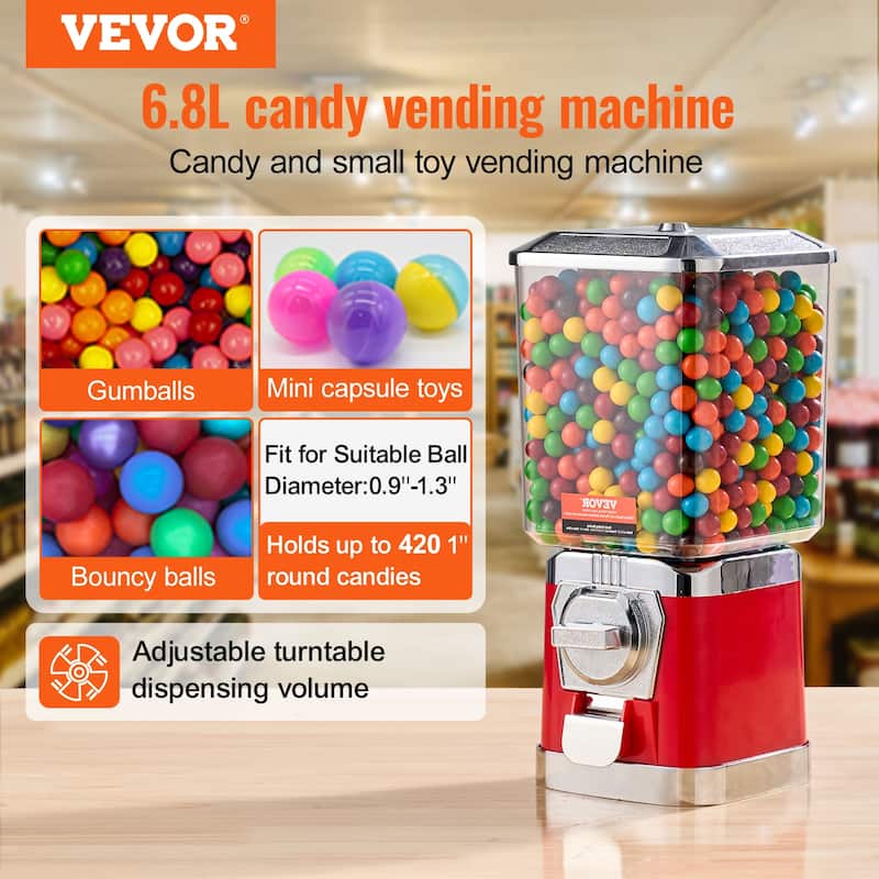 VEVOR Gumball Machine for Kids Home Candy Vending Machine PC Gumball Dispenser Bubble Gum Machine for Game Stores