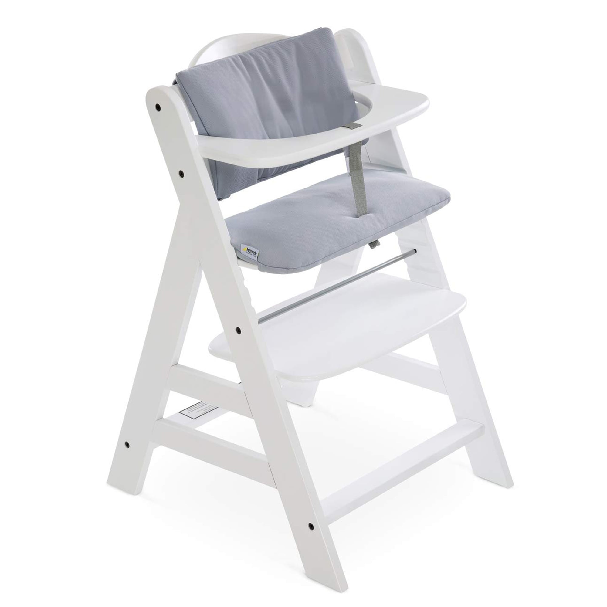 hauck Alpha+/Beta+ Wooden High Chair Tray Table & Deluxe Seat Cushion Pad,  Grey