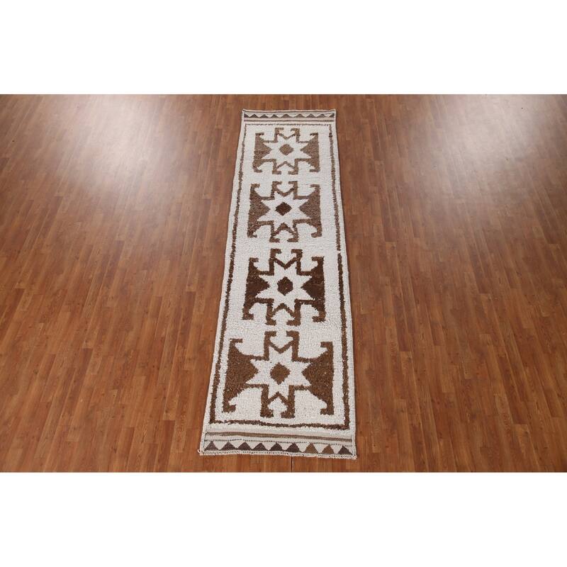 Plush Tribal Turkish Anatolian Runner Rug Hand-knotted Wool Carpet - 3'2"x 11'4"