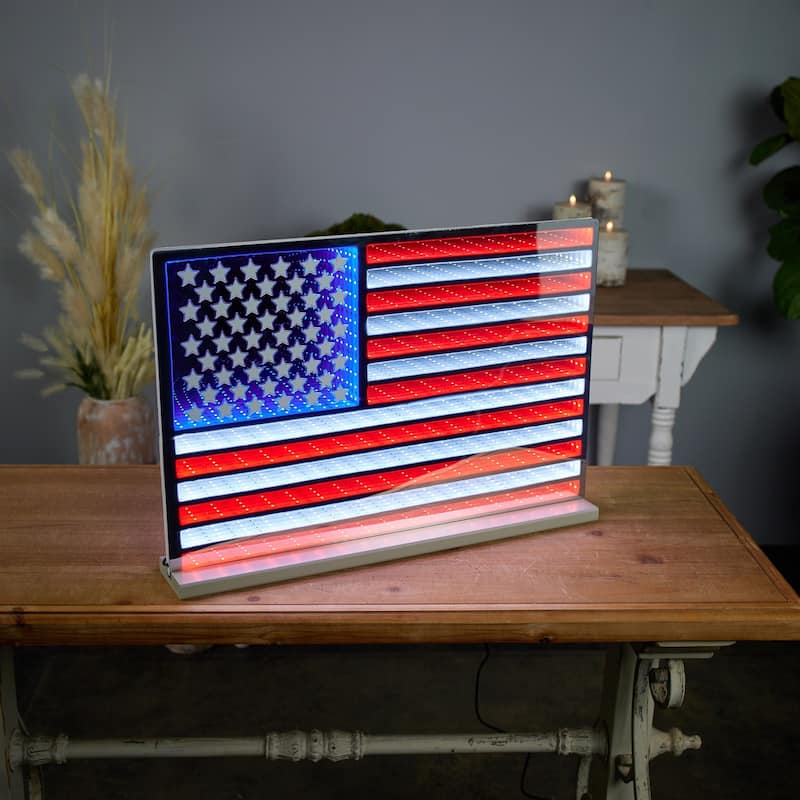 LED Lighted American Flag Patriotic Infinity Tunnel Light - 26.25"