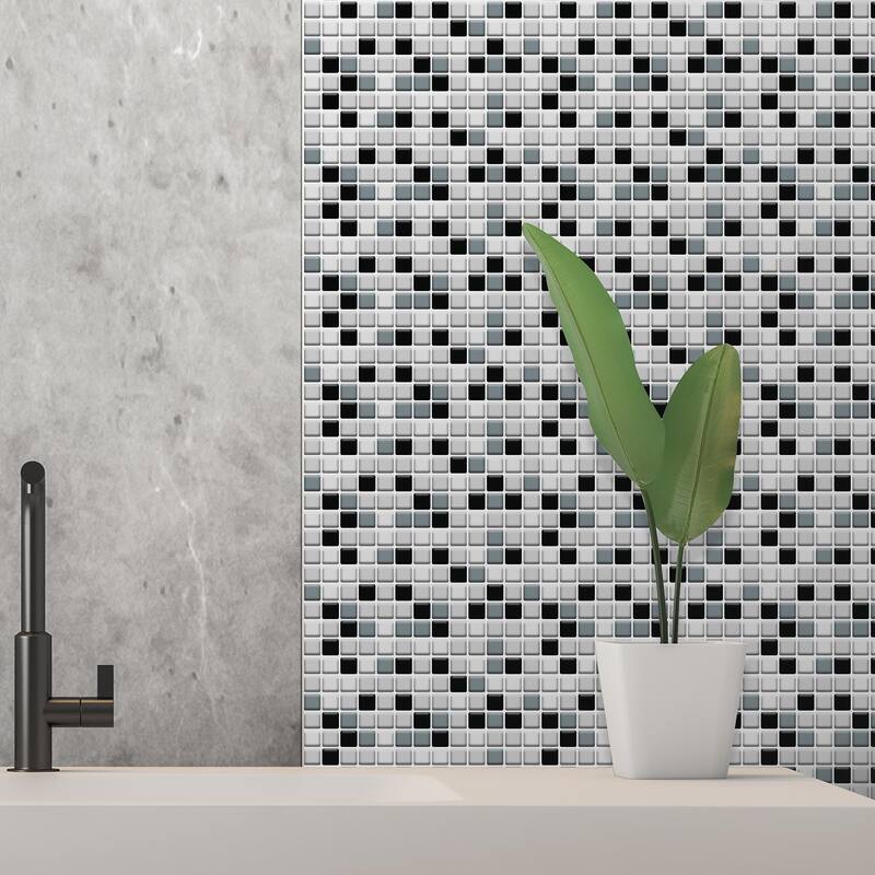 Walplus Small Square Mosaic Tile Sticker Kitchen Peel and Stick Backsplash Bathroom Decor