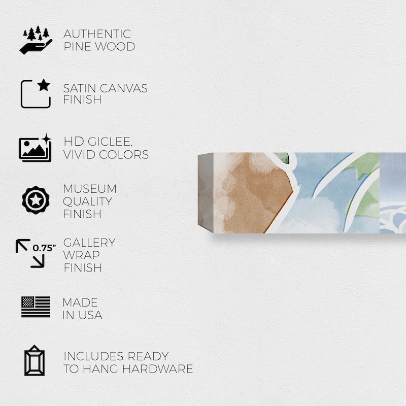 Wynwood Studio Canvas Abstract Shores and Cliffs Set Blue and Tan Modern & Contemporary Wall Art Canvas Print
