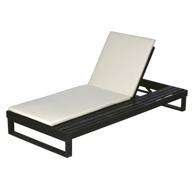 Christopher Knight Home - Modern Outdoor Acacia Wood Chaise Lounge with 4-Position Adjustable Backrest & 2-Fold Cushion