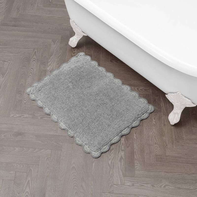 Laura Ashley Heathered Crochet Border Bath Rug