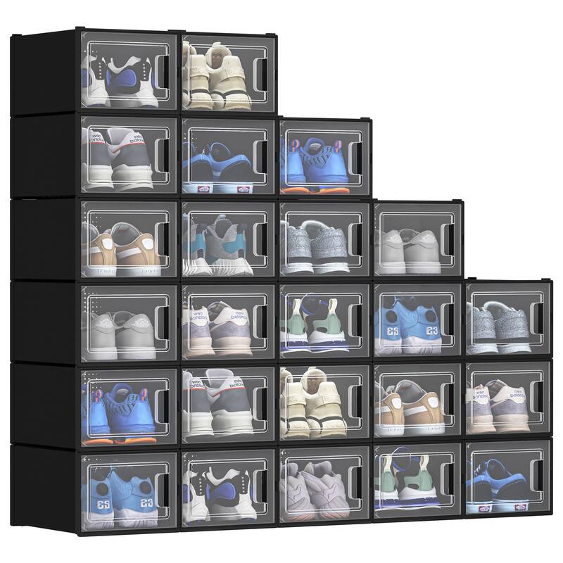 Moasis 12 pcs Plastic Shoe Box Set - 24Pcs - Black