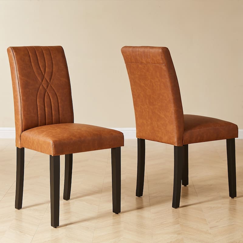 VECELO Upholstered Dining Chairs Set of 6 Modern Fabric and High Back & Solid Wood Legs, Parson Dining Chairs (Set of 6)