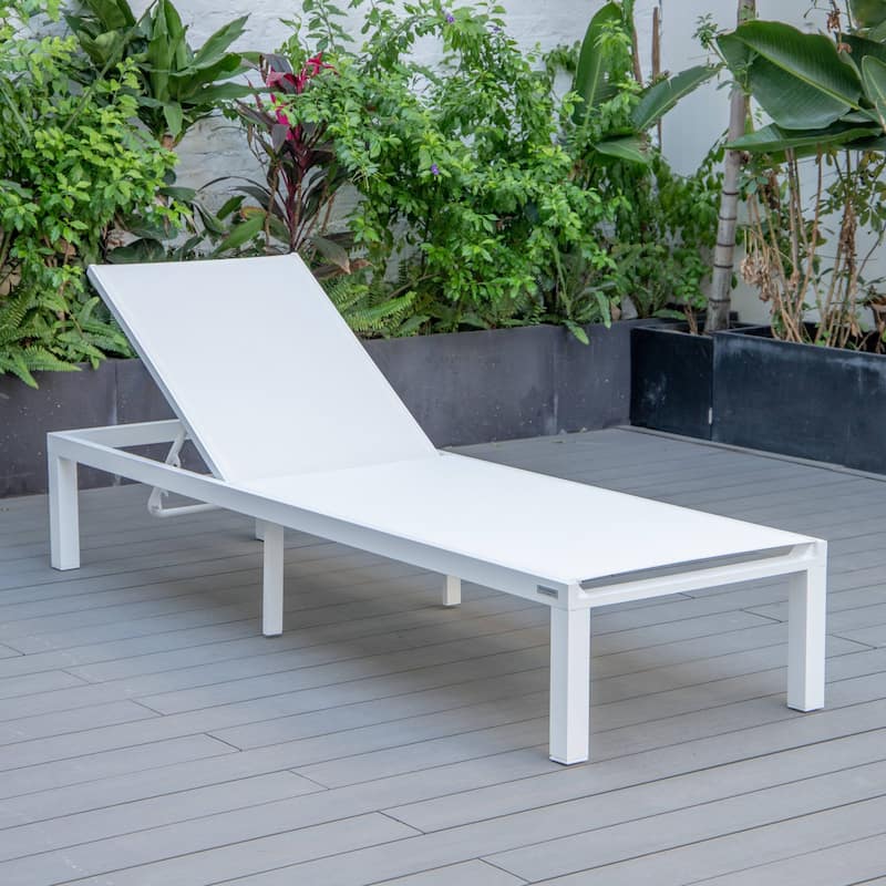 Aluminum Beach Pool Sun Lounge Chair Sling Mesh Fabric Reclining Stackable Lounger Chair