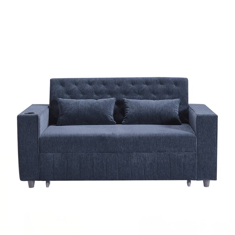 Pull-out Sofa Bed Convertible Couch Loveseat Sofa Modern Sleeper Sofa with Adjustable Backrest for Living Room