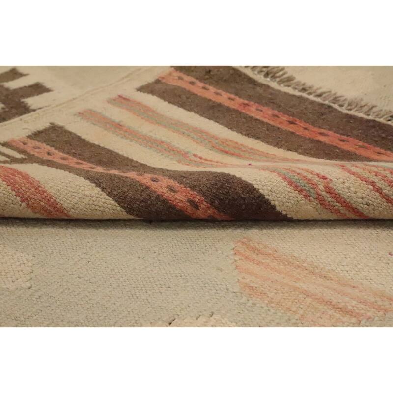 Hand Woven Oriental 100% Wool Carpet Southwestern Tribal Green Kilim Area Rug - 9' 9'' X 6' 8''