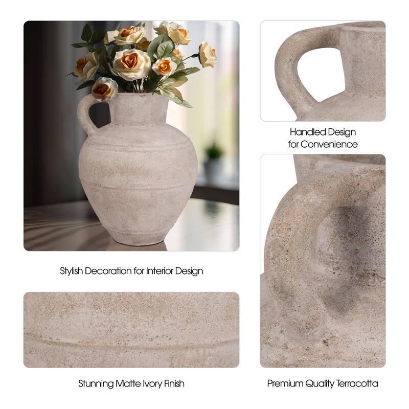 Sagebrook Home Elegant Ceramic Vase - Timeless Tabletop Accent Piece, Single Pack
