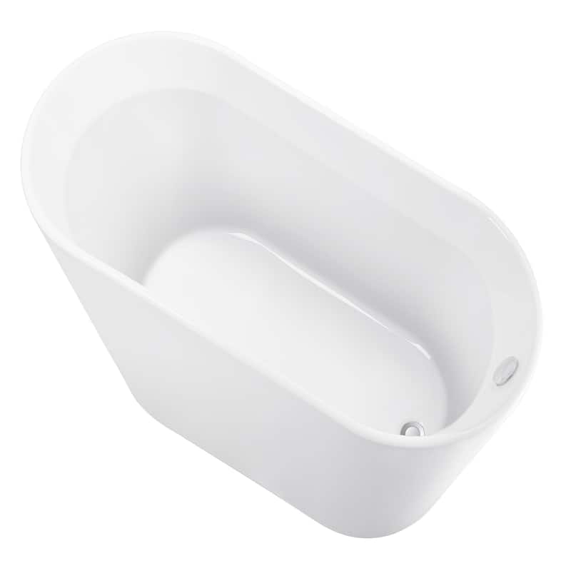61 Inch Acrylic Freestanding Soaking Bathtub in White with Overflow and Drain