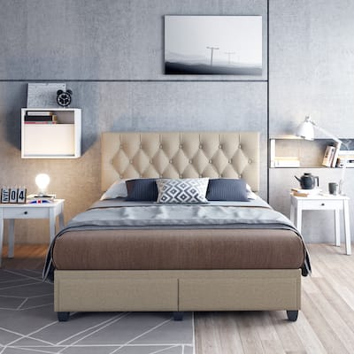 Boyd Sleep Sadie Linen Upholstered Tufted Platform Storage Bed Frame