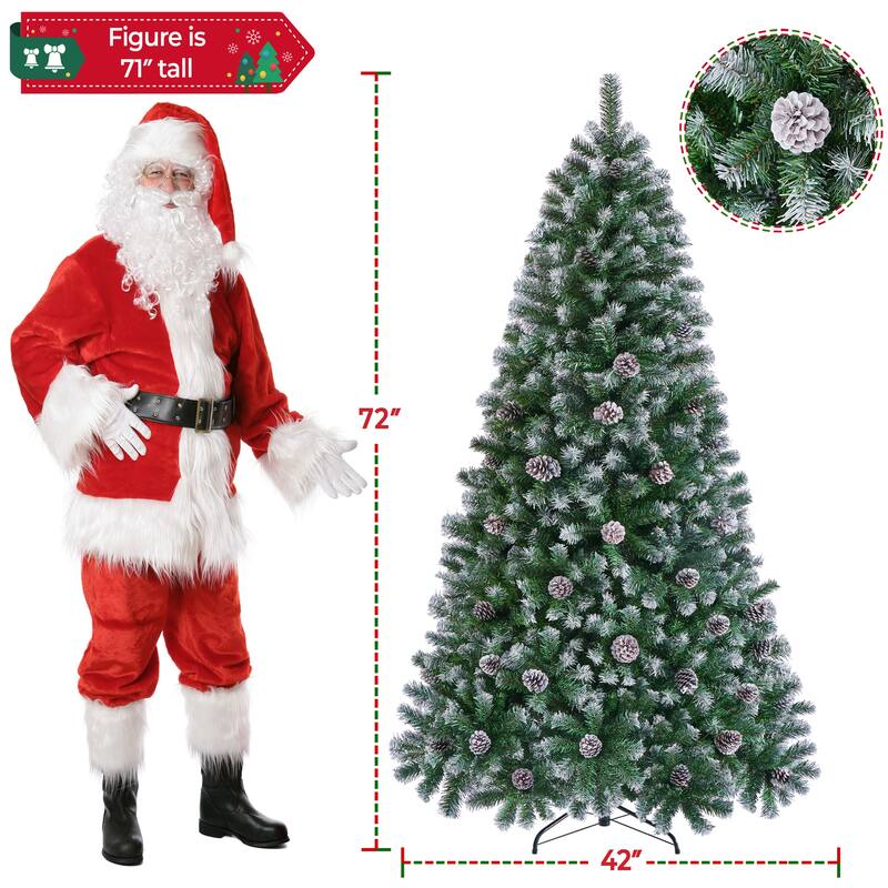 Yaheetech 4.5FT/6FT/7.5FT Pre-lit Frosted Artificial Christmas Tree with Stand Included, Green