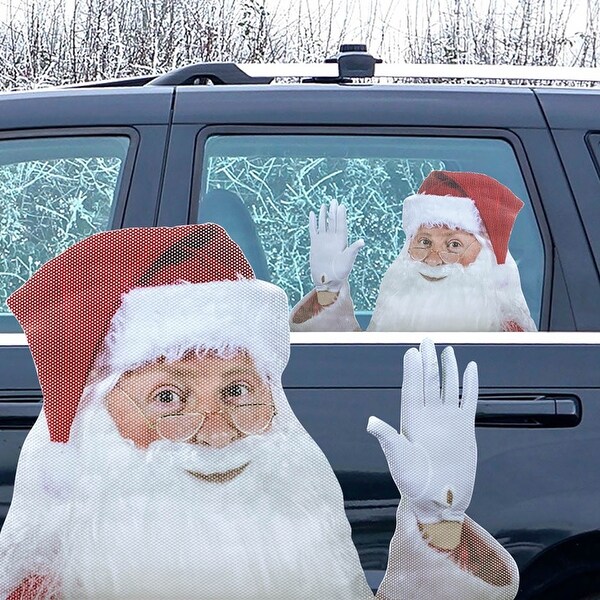 Shop Ride With Santa Car Decal Funny Car Window Sticker Left Hand Red Overstock 18843688