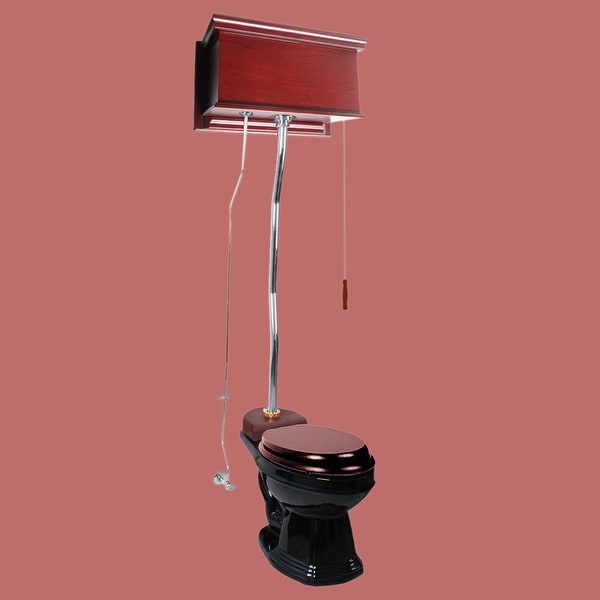 Cherry High Tank Z-Pipe Toilet Elongated Black Bowl